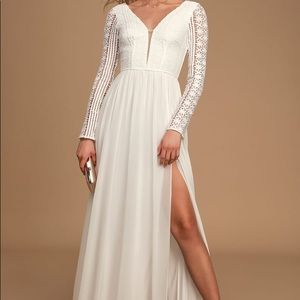 Always By My Side Ivory Lace Long Sleeve Maxi Dress